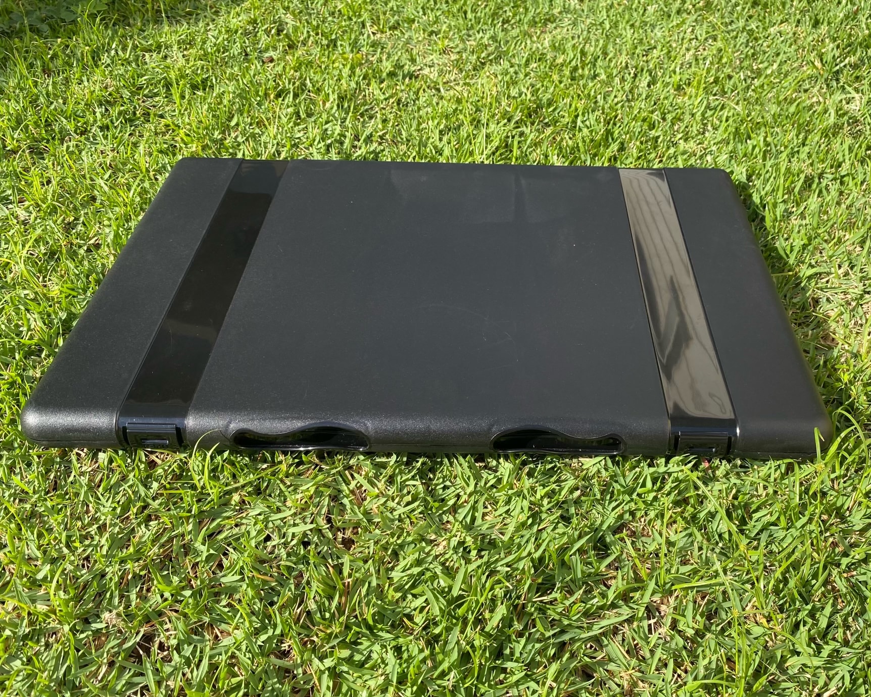 Storybook Soccer carrying case on grass field