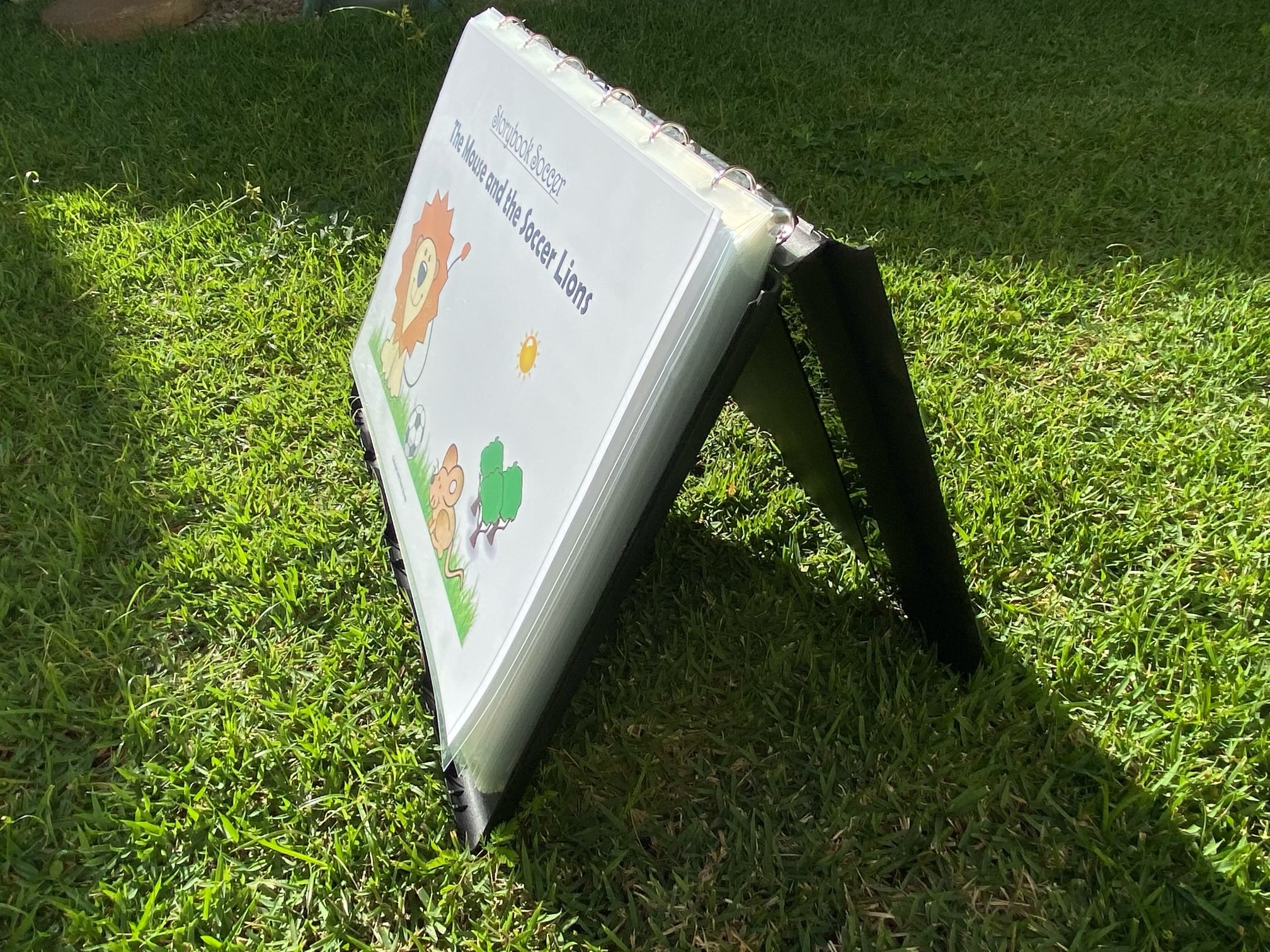 Storybook Soccer materials on grass field